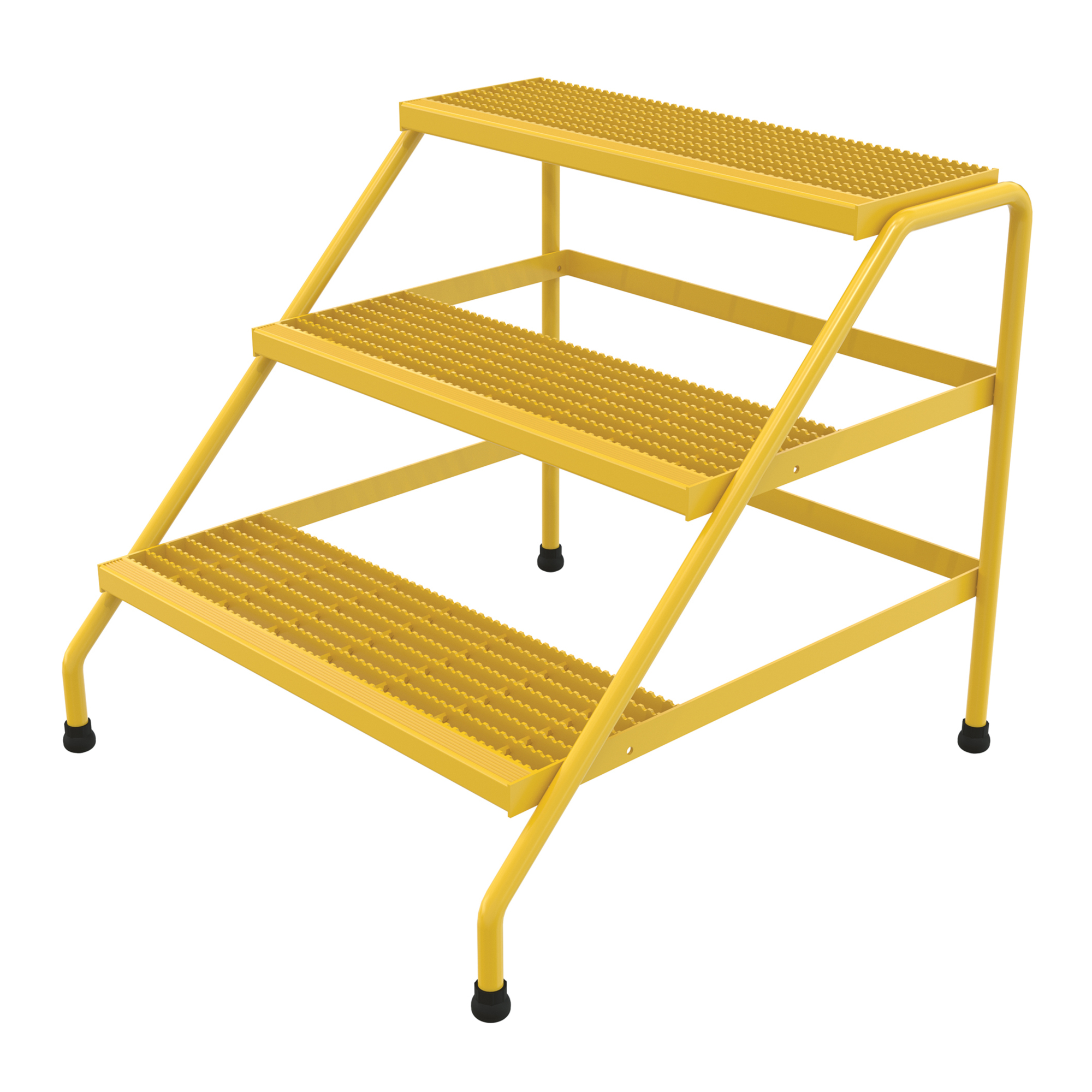 Vestil Aluminum Step Stool - 3 Steps, 30in. Height, 500-Lb. Capacity, Serrated Surface, Yellow, Model# SSA-3W-Y